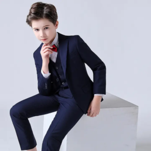 Boys' 3-Piece Formal Suit with Red Bow Tie